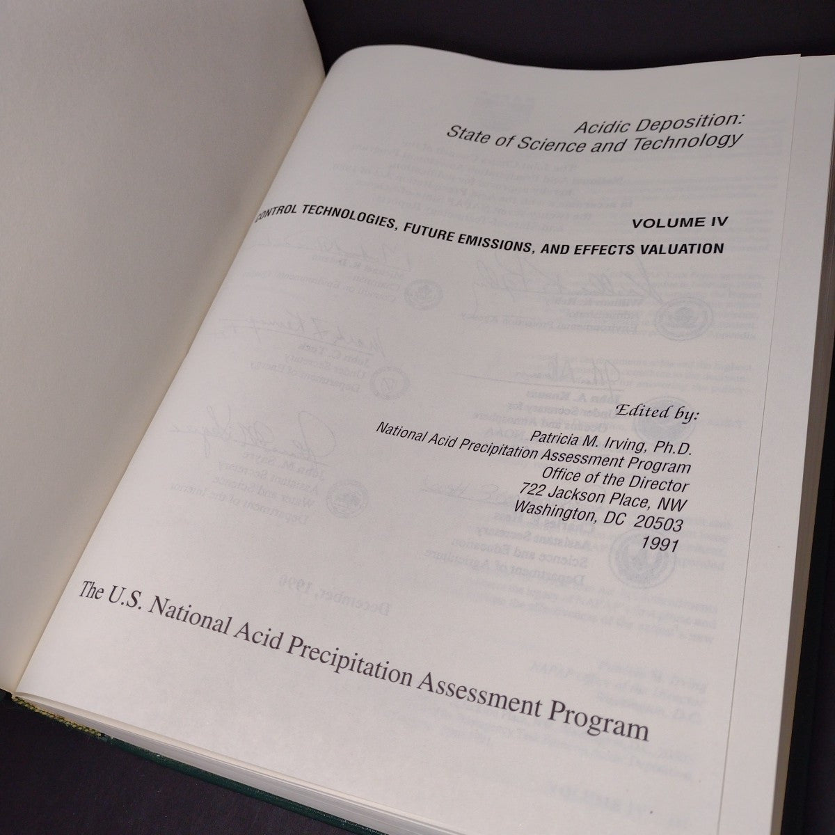 Acidic Deposition: State of Science and Technology Volume IV, NAPAP -1991 HC