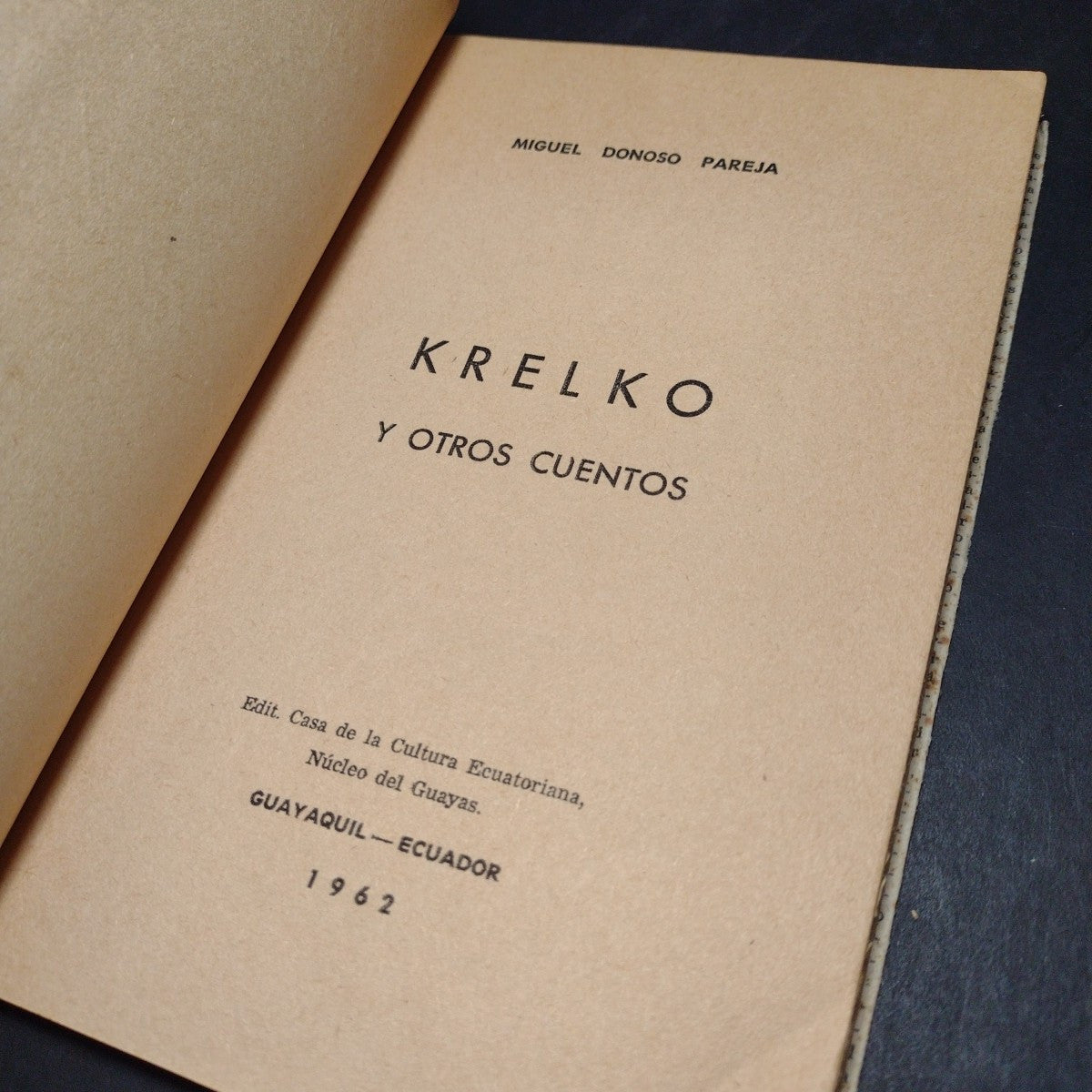 Krelko Y Otros Cuentos, Miguel Donoso Pareja -1962 Spanish Paperback Signed Copy