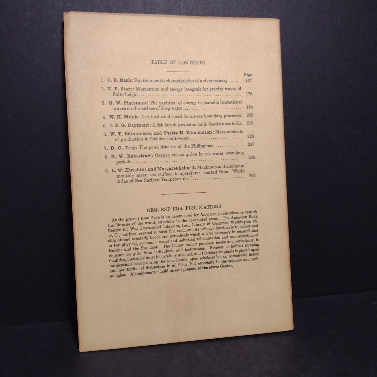 Journal of Marine Research Volume VI, 1947 #3 -Paperback Ex Libris