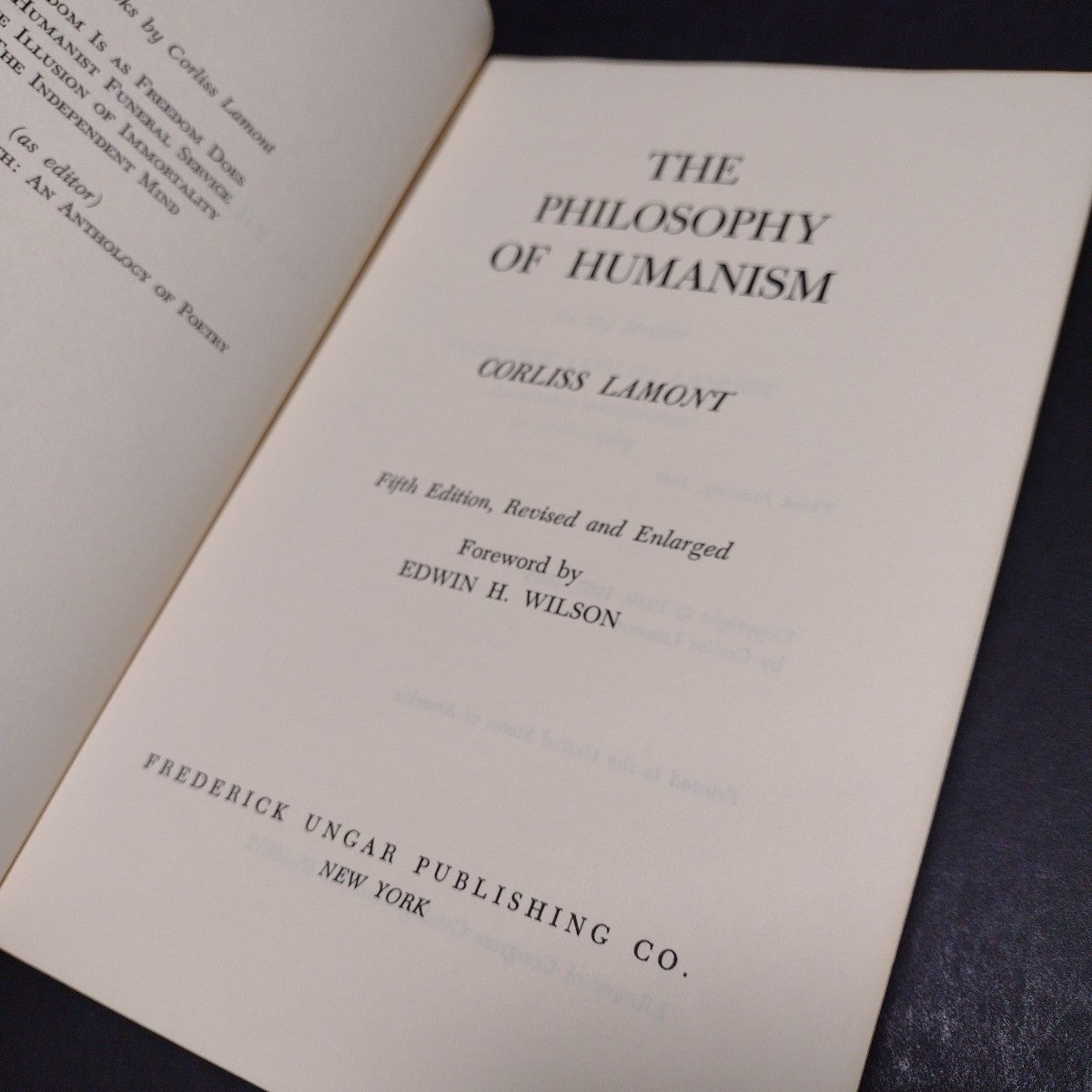 The Philosophy of Humanism by Corliss Lamont -Paperback 1967 5th Edition Revised