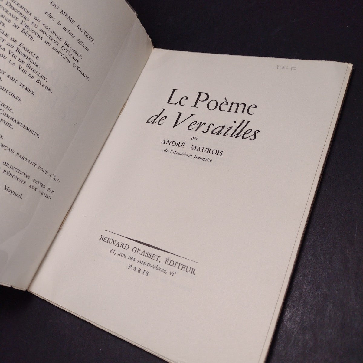 Le Poeme De Versailles, Andre Maurois -1954 French Paperback