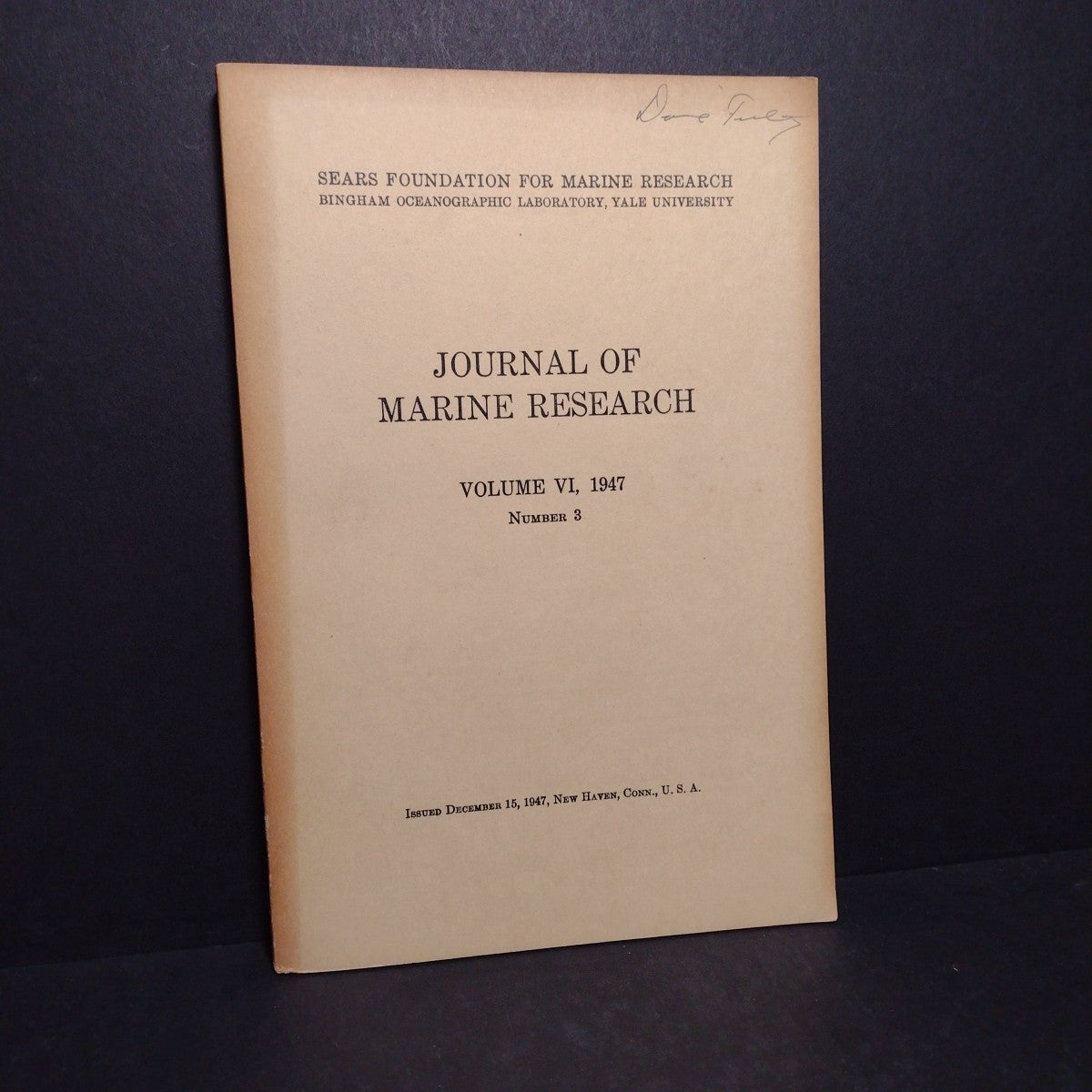 Journal of Marine Research Volume VI, 1947 #3 -Paperback Ex Libris