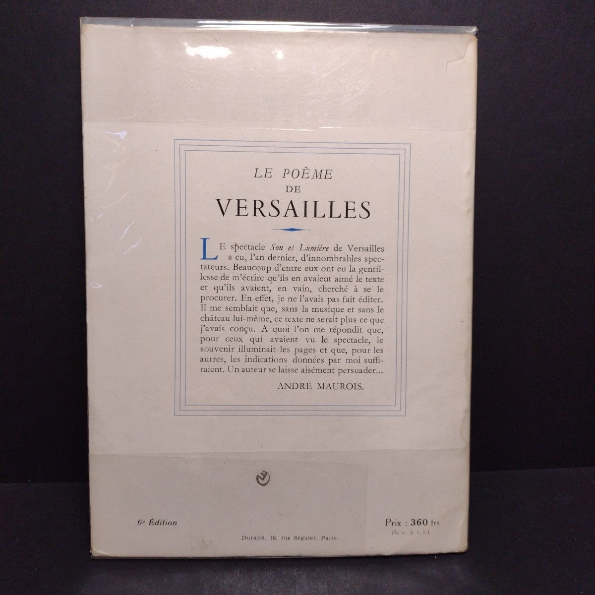 Le Poeme De Versailles, Andre Maurois -1954 French Paperback